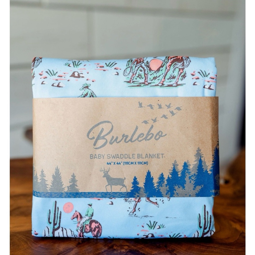 BURLEBO NWT Cowboy Up Print Baby Swaddle Blanket - Blue
Discontinued
